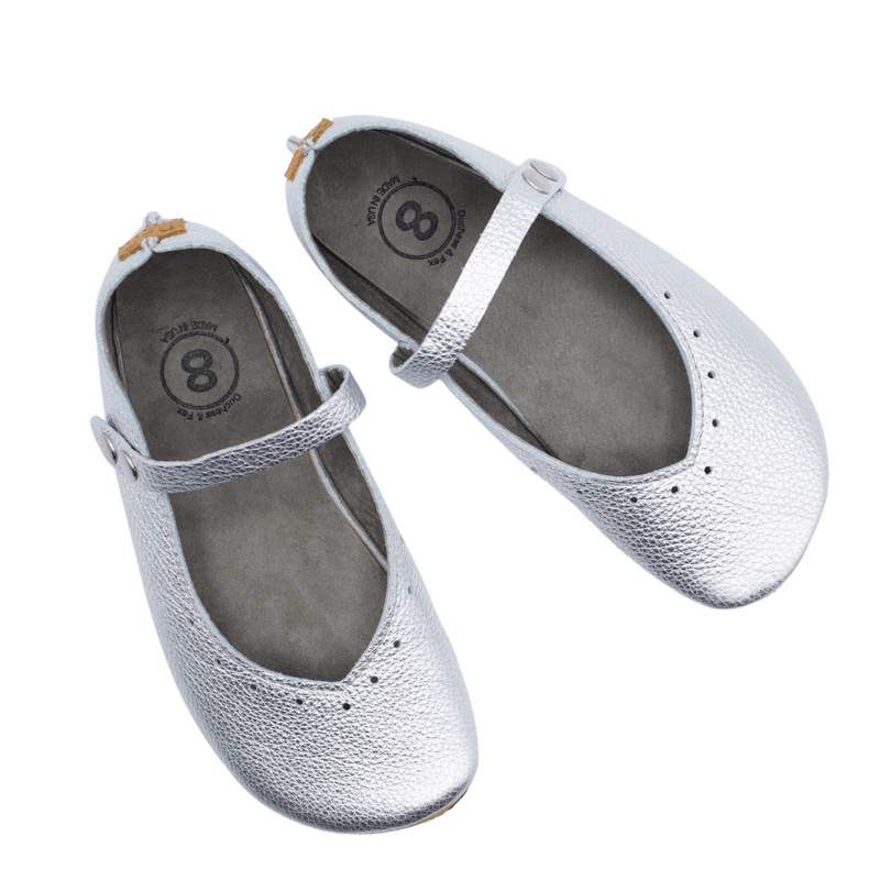 Duchess & Fox Footwear Women's Silver Mary Janes handmade barefoot shoes