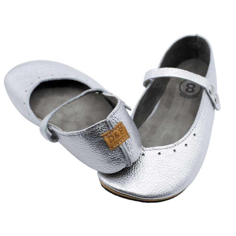 Duchess & Fox Footwear Women's Silver Mary Janes handmade barefoot shoes