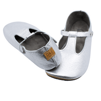 Duchess & Fox Footwear Women's Silver T-Straps handmade barefoot shoes