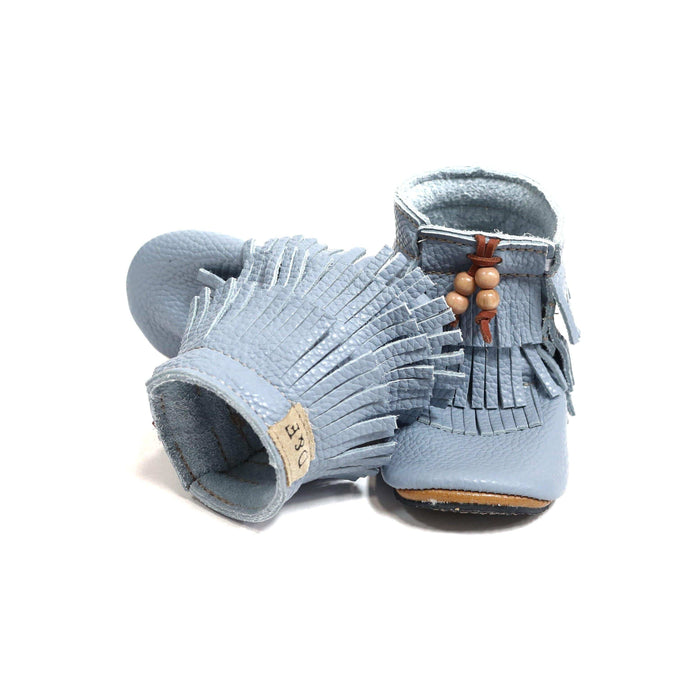 Duchess and Fox Waterfall Trail Blazers • Fringe Moccasin Boots handmade barefoot shoes