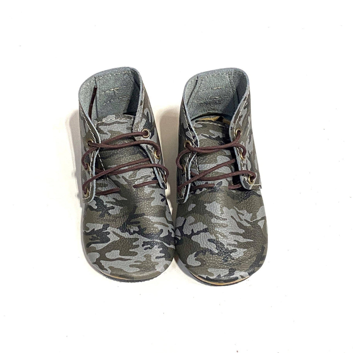 Duchess and Fox Gray Camouflage Print Oxfords handmade barefoot shoes