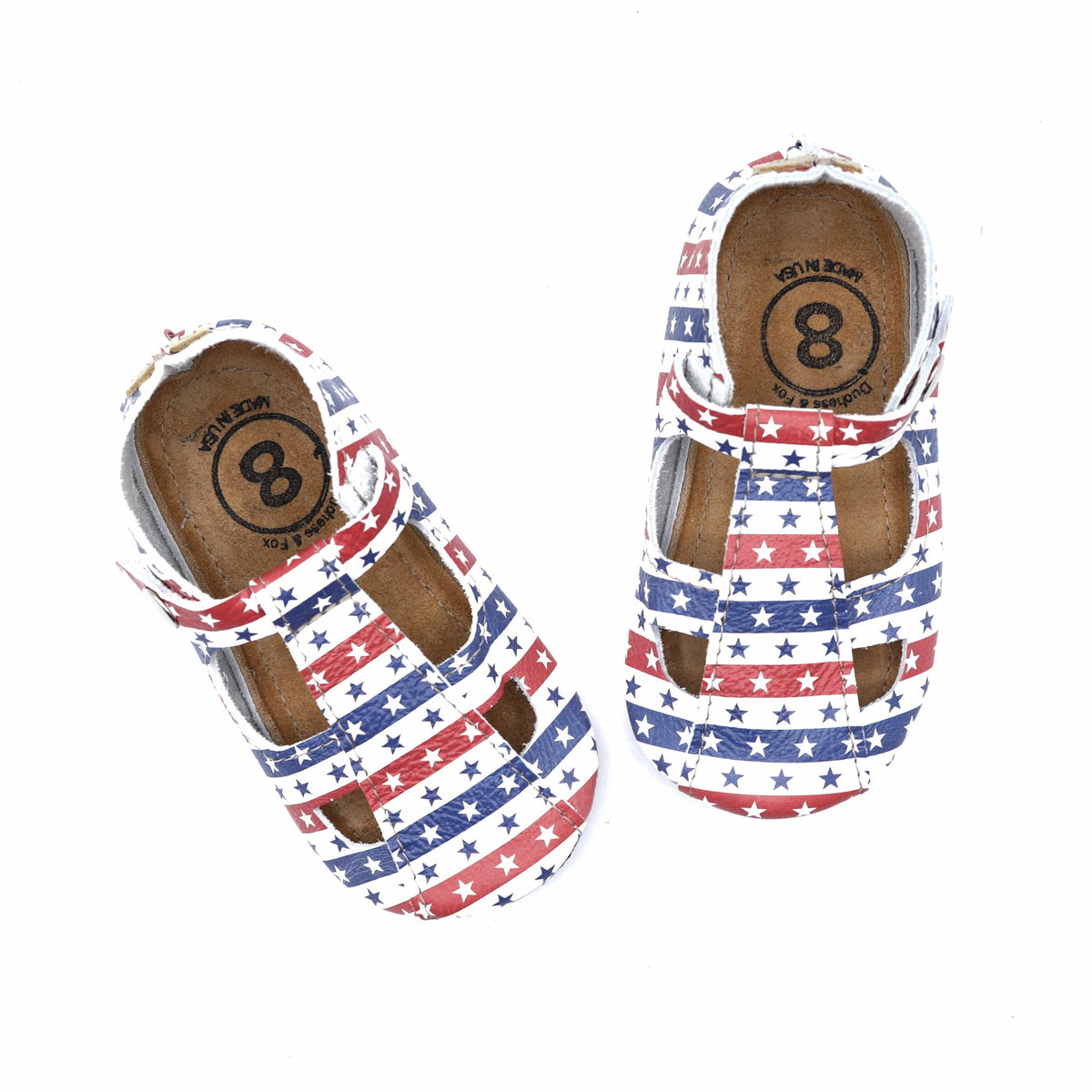 Duchess and Fox LE Stars & Stripes Sandals handmade barefoot shoes