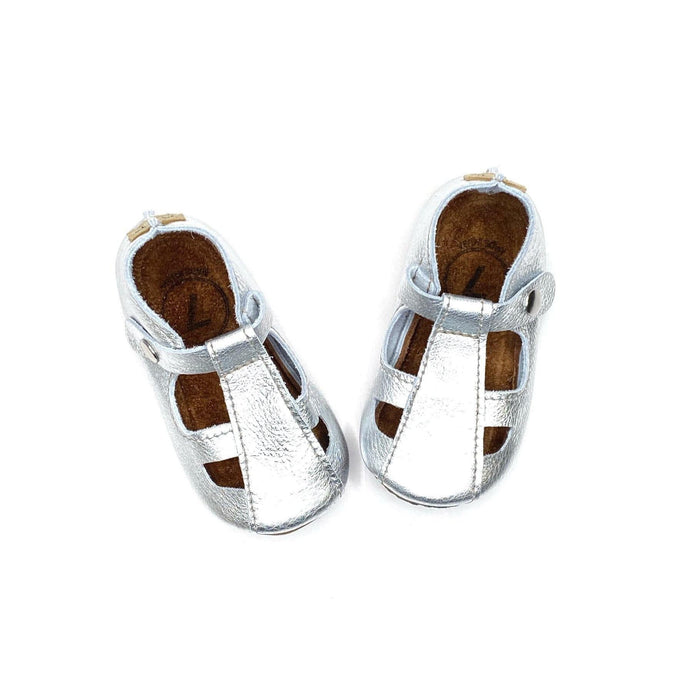 Duchess and Fox Silver Sandals handmade barefoot shoes