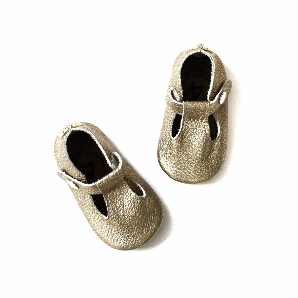 Duchess and Fox Dark Gold T-Straps handmade barefoot shoes