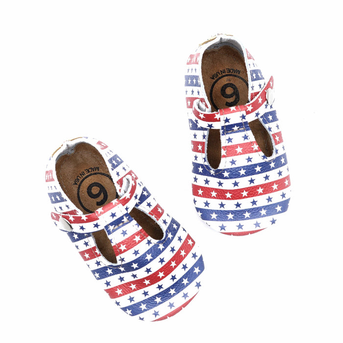 Duchess and Fox LE Stars & Stripes T-Straps handmade barefoot shoes