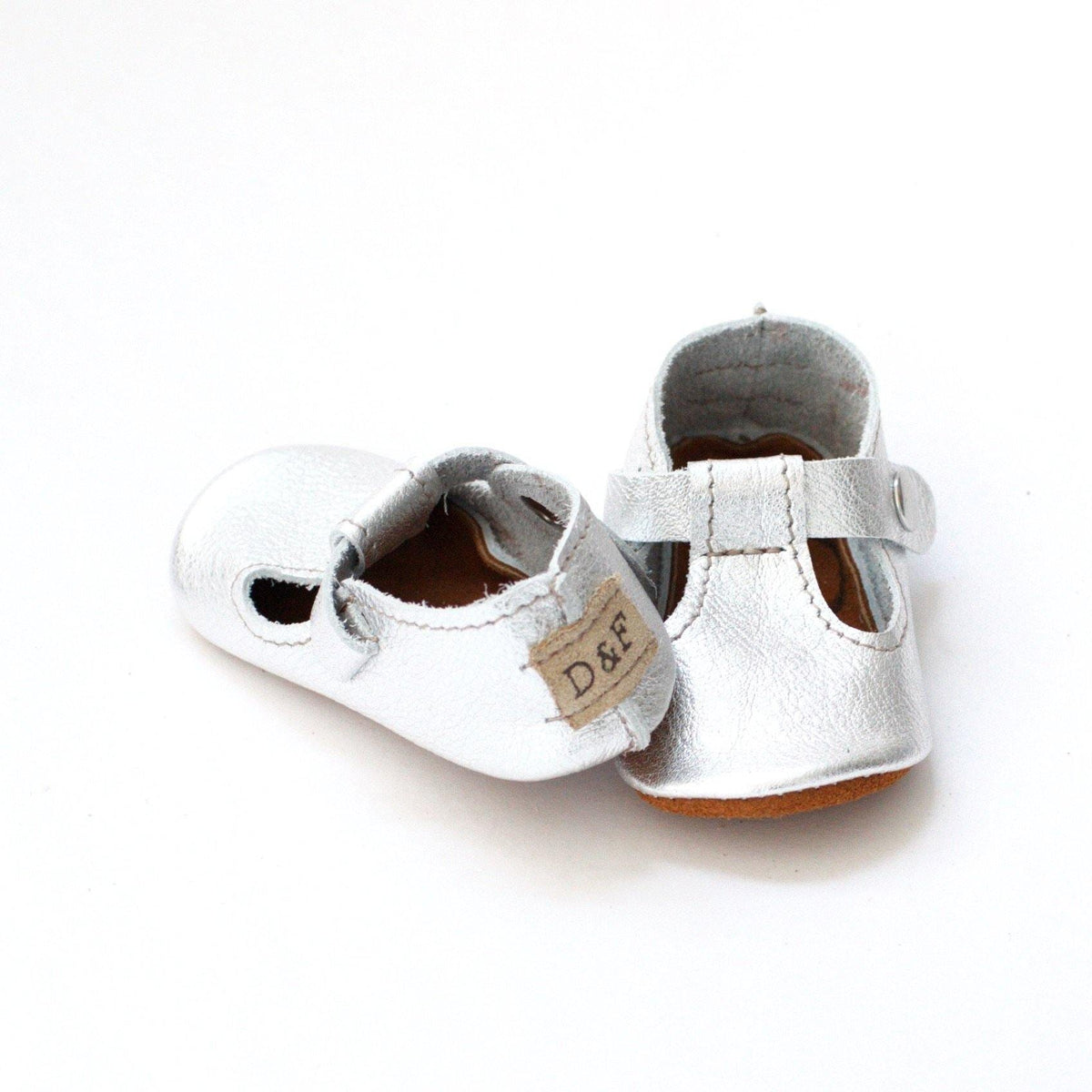 Duchess and Fox Silver T-Straps handmade barefoot shoes