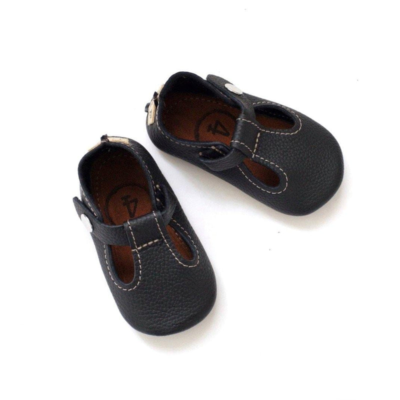 Duchess & Fox Footwear RTS Black T-Straps handmade barefoot shoes