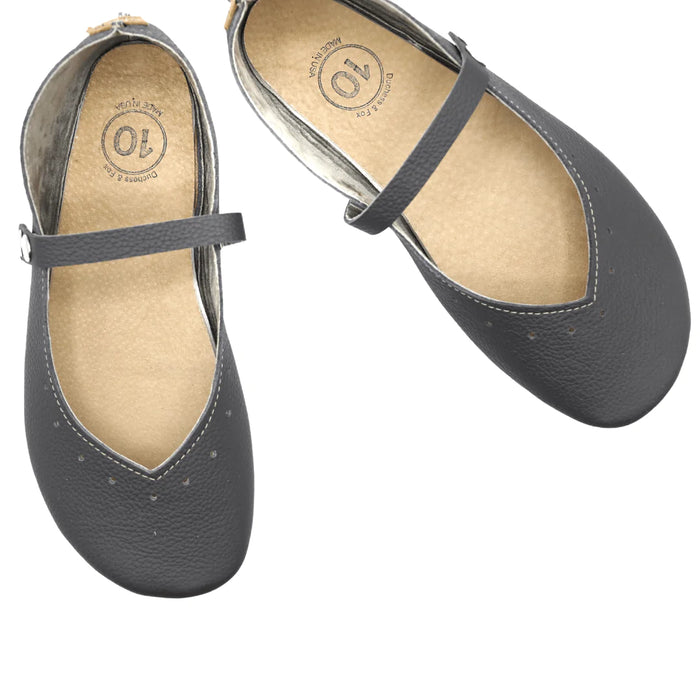 Duchess & Fox Footwear Women's Charcoal Mary Janes handmade barefoot shoes